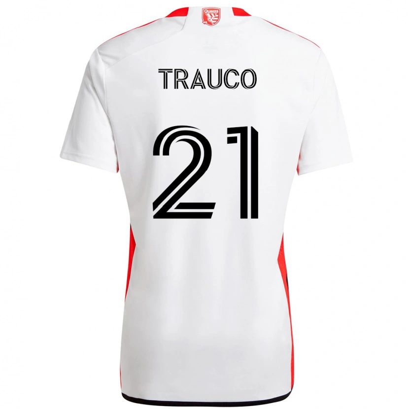 Danxen Bambino Maglia Miguel Trauco #21 Bianco Rosso Kit Gara Away 2025/26 Maglietta