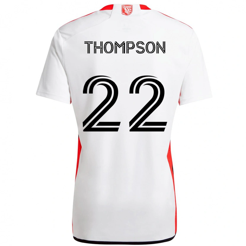 Danxen Bambino Maglia Tommy Thompson #22 Bianco Rosso Kit Gara Away 2025/26 Maglietta
