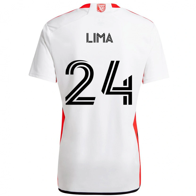 Danxen Bambino Maglia Nick Lima #24 Bianco Rosso Kit Gara Away 2025/26 Maglietta