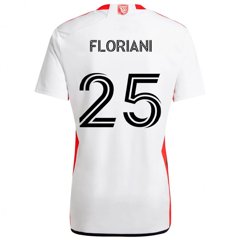 Danxen Bambino Maglia Max Floriani #25 Bianco Rosso Kit Gara Away 2025/26 Maglietta