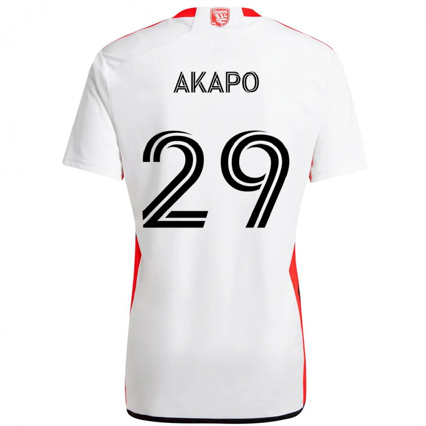 Danxen Bambino Maglia Carlos Akapo #29 Bianco Rosso Kit Gara Away 2025/26 Maglietta