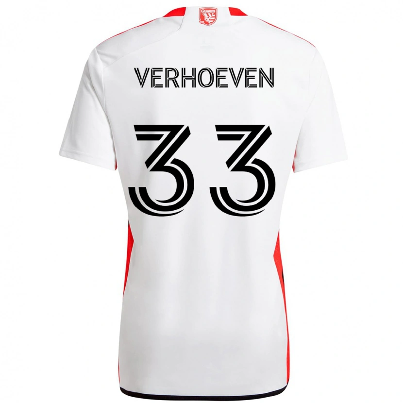 Danxen Bambino Maglia Oscar Verhoeven #33 Bianco Rosso Kit Gara Away 2025/26 Maglietta