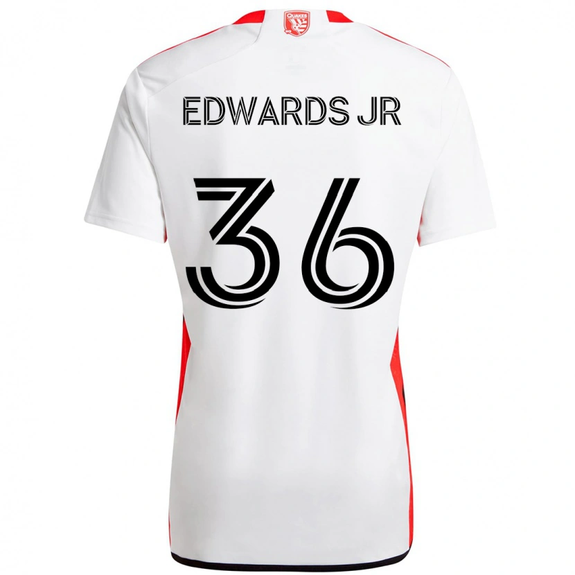 Danxen Bambino Maglia Earl Edwards Jr. #36 Bianco Rosso Kit Gara Away 2025/26 Maglietta