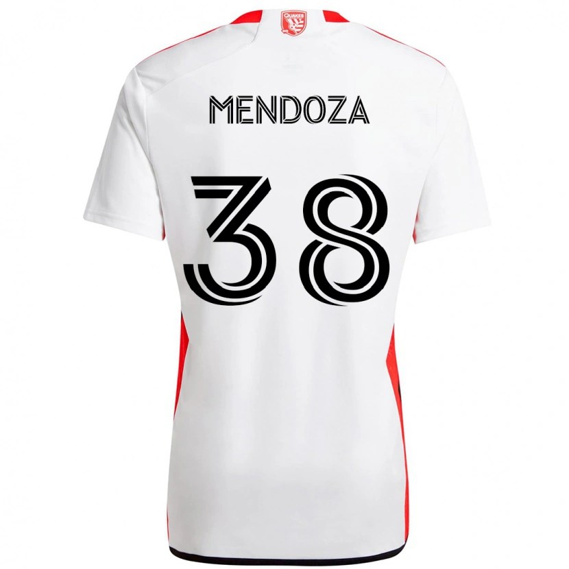 Danxen Bambino Maglia Edwyn Mendoza #38 Bianco Rosso Kit Gara Away 2025/26 Maglietta