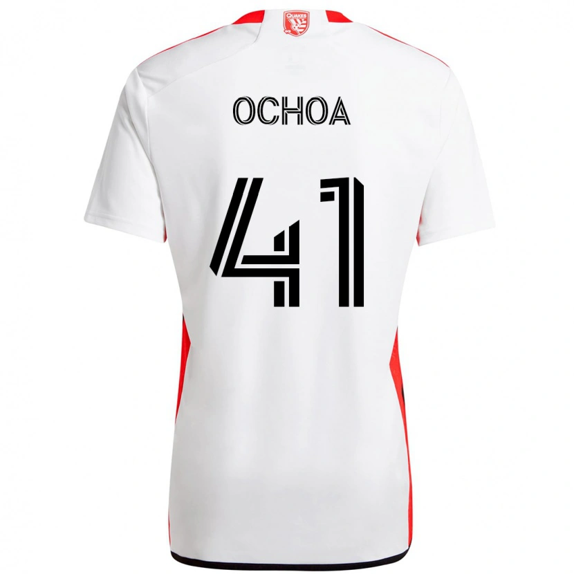 Danxen Bambino Maglia Emmanuel Ochoa #41 Bianco Rosso Kit Gara Away 2025/26 Maglietta