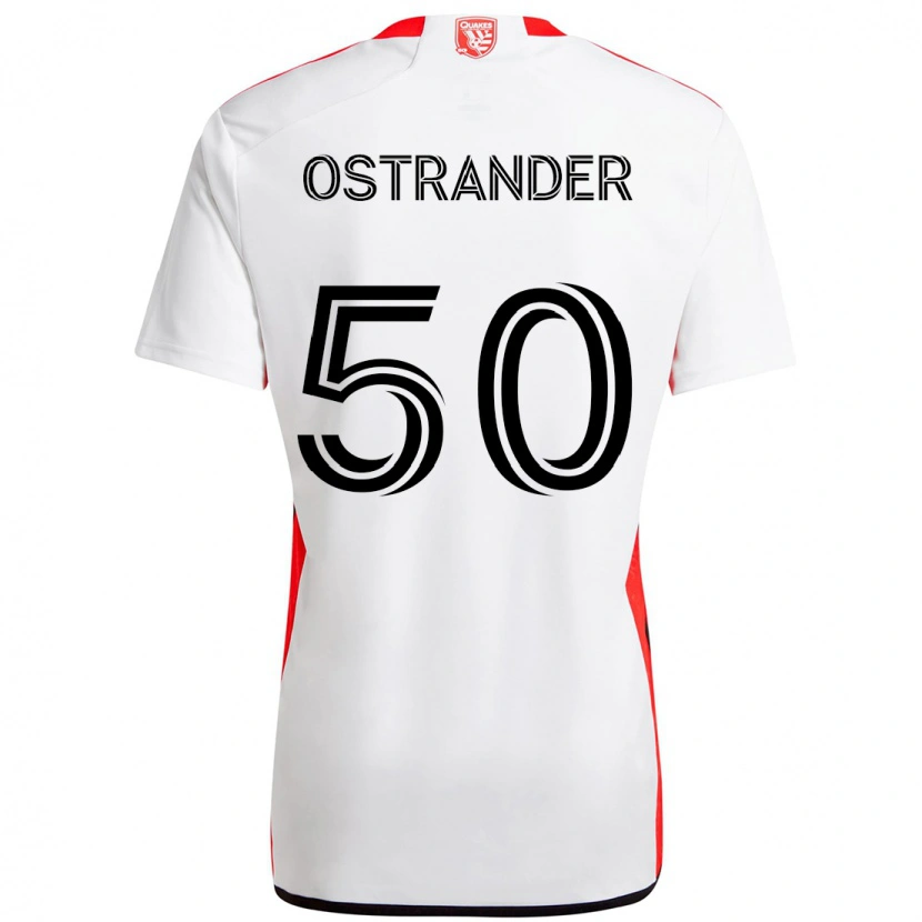 Danxen Bambino Maglia William Ostrander #50 Bianco Rosso Kit Gara Away 2025/26 Maglietta