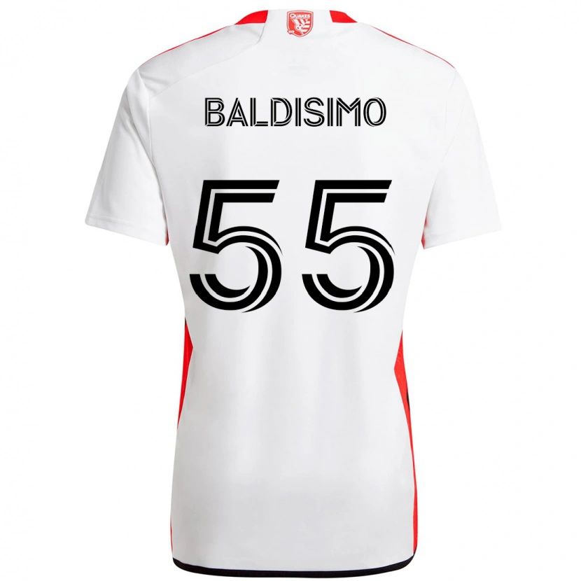Danxen Bambino Maglia Michael Baldisimo #55 Bianco Rosso Kit Gara Away 2025/26 Maglietta