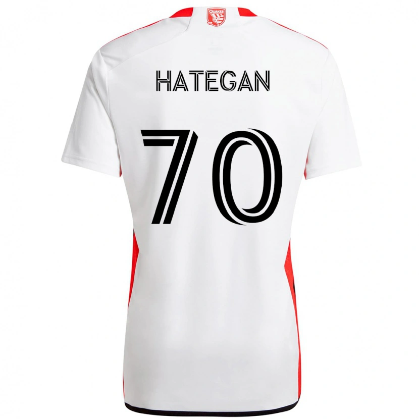 Danxen Bambino Maglia Roberto Hategan #70 Bianco Rosso Kit Gara Away 2025/26 Maglietta