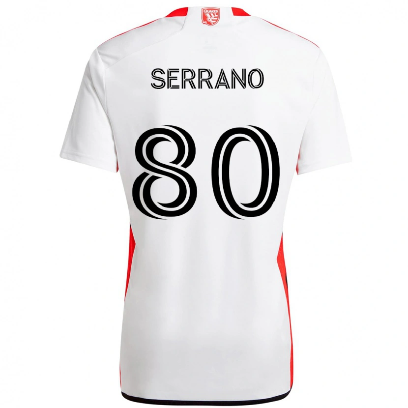 Danxen Bambino Maglia David Serrano #80 Bianco Rosso Kit Gara Away 2025/26 Maglietta