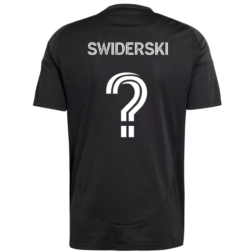 Danxen Bambino Maglia Karol Swiderski #0 Nero Bianco Kit Gara Away 2025/26 Maglietta