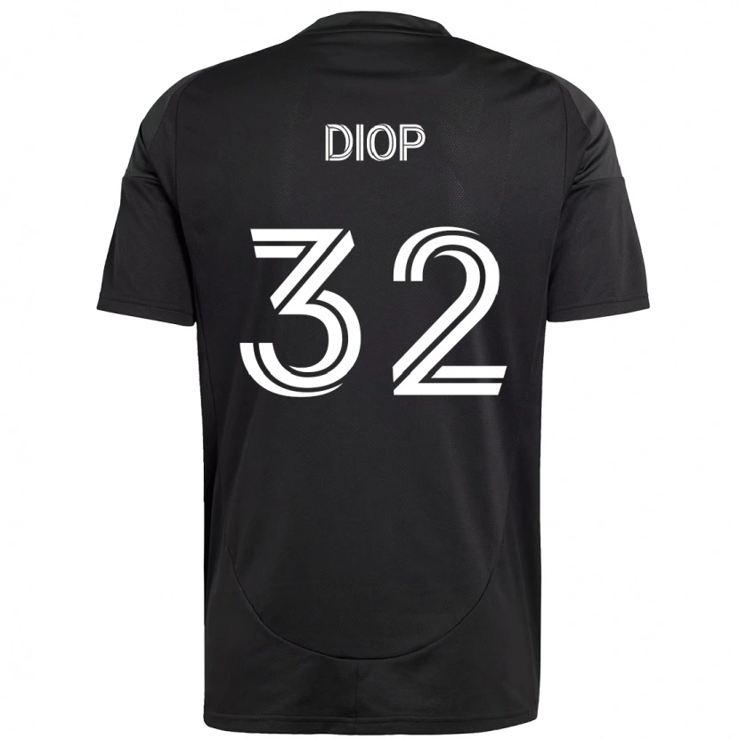 Danxen Bambino Maglia Hamady Diop #32 Nero Bianco Kit Gara Away 2025/26 Maglietta