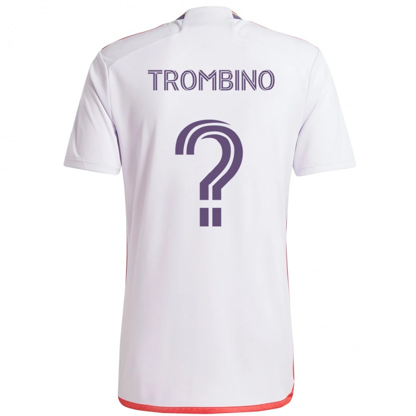 Danxen Bambino Maglia Caleb Trombino #0 Bianco Viola Kit Gara Away 2025/26 Maglietta