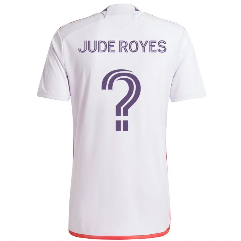 Danxen Bambino Maglia Jude Royes #0 Bianco Viola Kit Gara Away 2025/26 Maglietta