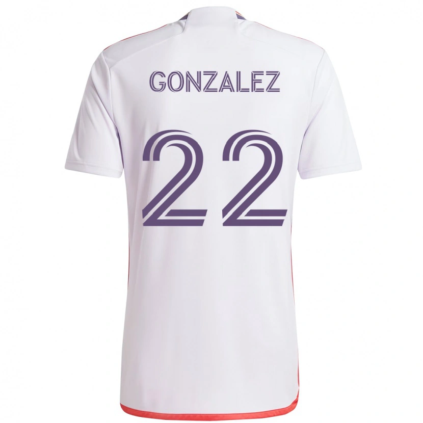 Danxen Bambino Maglia Gastón González #22 Bianco Viola Kit Gara Away 2025/26 Maglietta