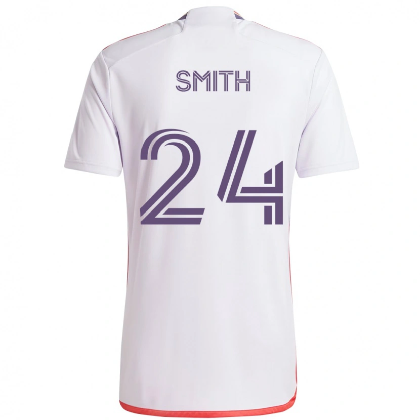Danxen Bambino Maglia Kyle Smith #24 Bianco Viola Kit Gara Away 2025/26 Maglietta