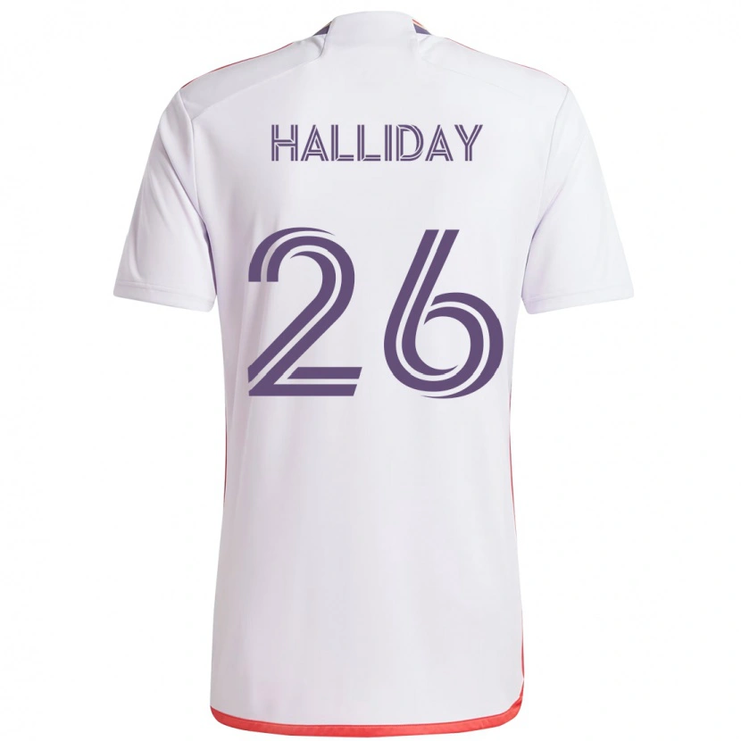 Danxen Bambino Maglia Michael Halliday #26 Bianco Viola Kit Gara Away 2025/26 Maglietta