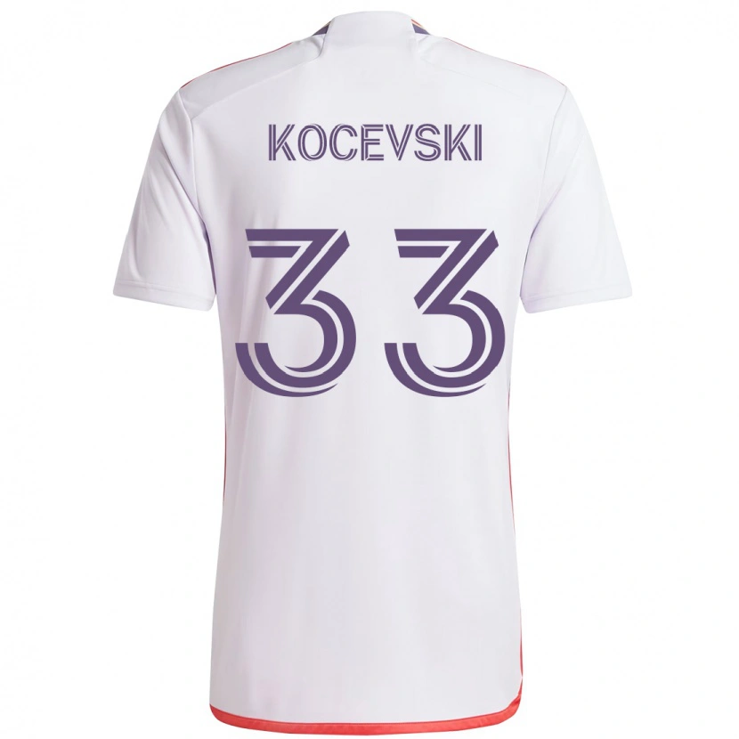 Danxen Bambino Maglia Jeorgio Kocevski #33 Bianco Viola Kit Gara Away 2025/26 Maglietta