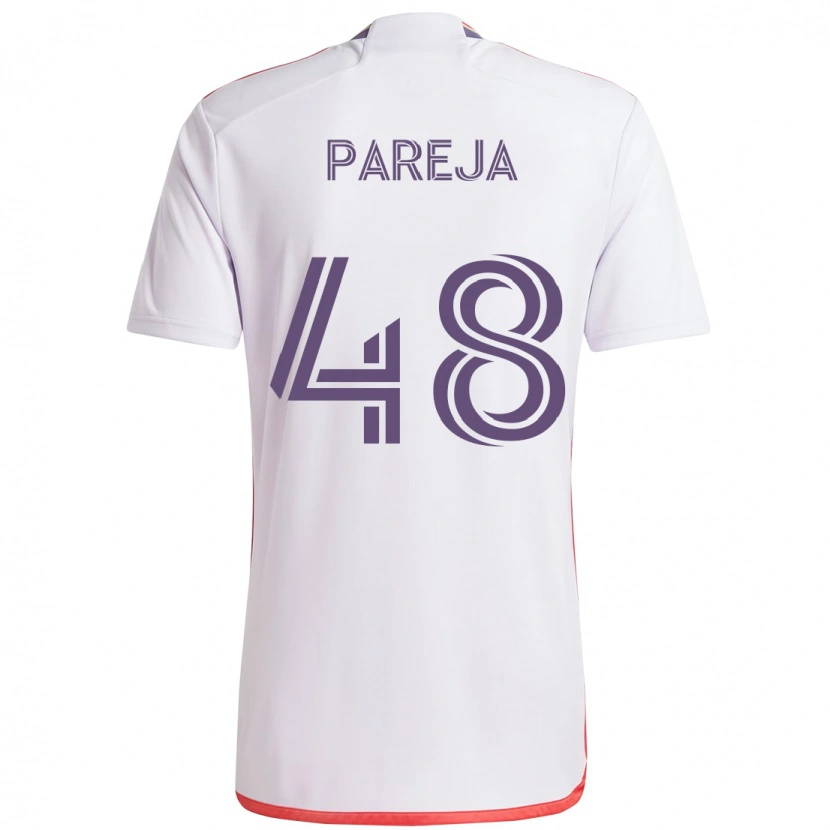 Danxen Bambino Maglia Diego Pareja #48 Bianco Viola Kit Gara Away 2025/26 Maglietta