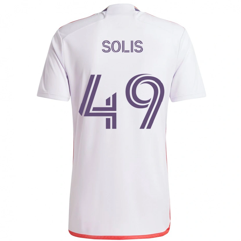 Danxen Bambino Maglia Jhon Solís #49 Bianco Viola Kit Gara Away 2025/26 Maglietta