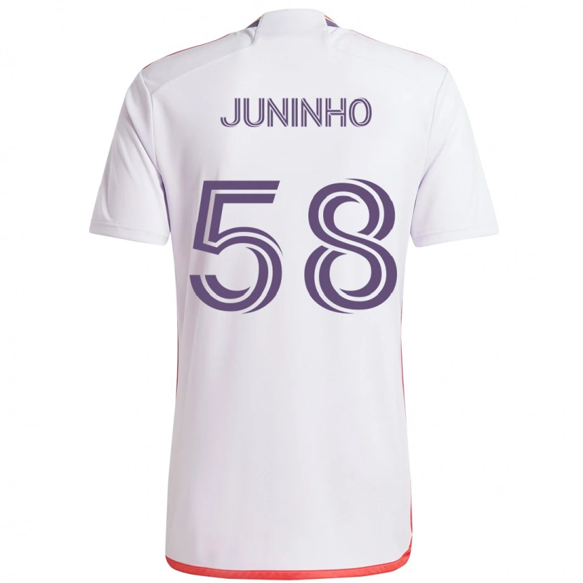 Danxen Bambino Maglia Juninho #58 Bianco Viola Kit Gara Away 2025/26 Maglietta