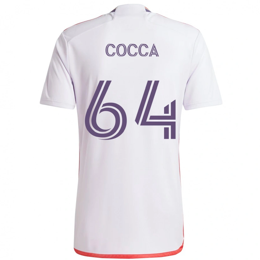 Danxen Bambino Maglia Manuel Cocca #64 Bianco Viola Kit Gara Away 2025/26 Maglietta