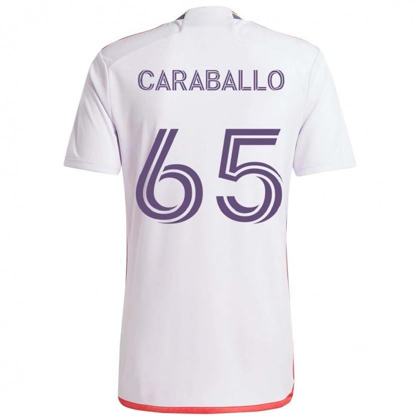 Danxen Bambino Maglia Gustavo Caraballo #65 Bianco Viola Kit Gara Away 2025/26 Maglietta