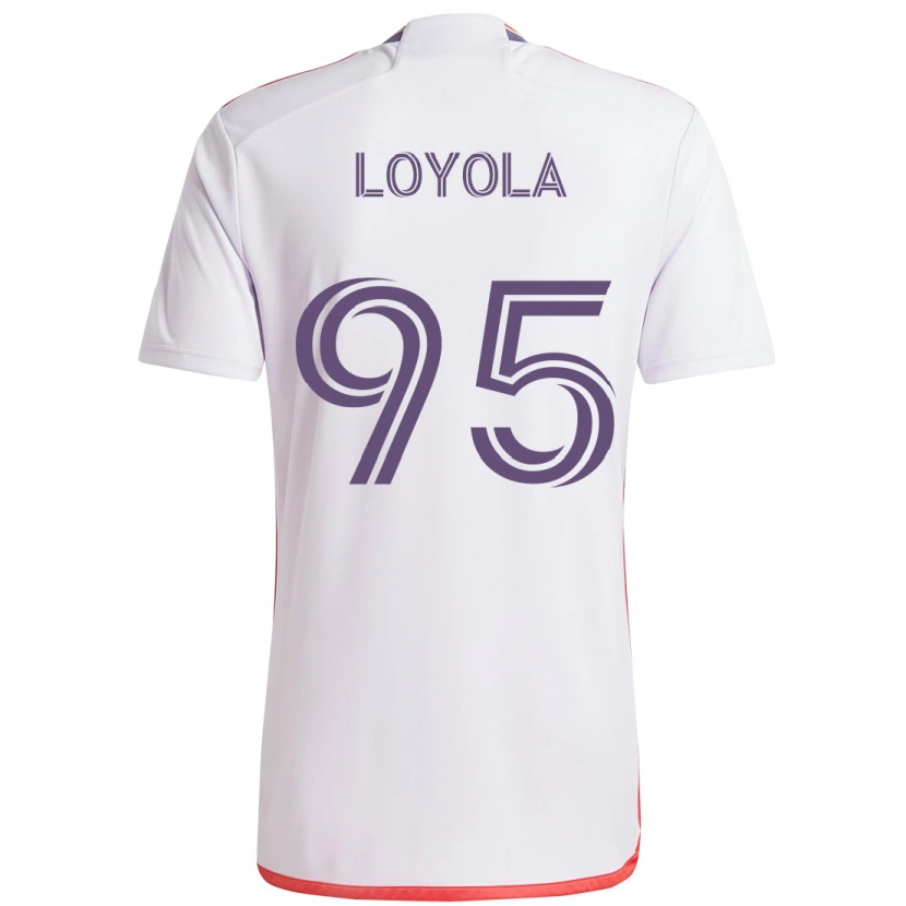 Danxen Bambino Maglia Favian Loyola #95 Bianco Viola Kit Gara Away 2025/26 Maglietta