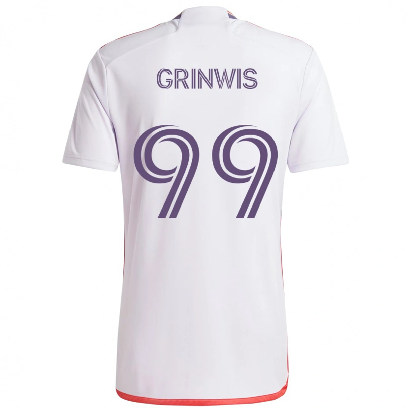 Danxen Bambino Maglia Adam Grinwis #99 Bianco Viola Kit Gara Away 2025/26 Maglietta