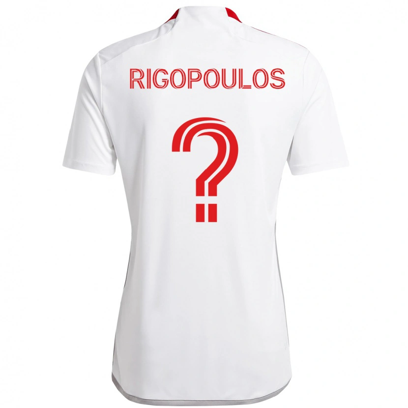 Danxen Bambino Maglia Theo Rigopoulos #0 Bianco Rosso Kit Gara Away 2025/26 Maglietta