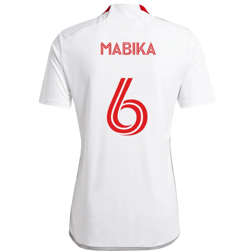 Danxen Bambino Maglia Aimé Mabika #6 Bianco Rosso Kit Gara Away 2025/26 Maglietta