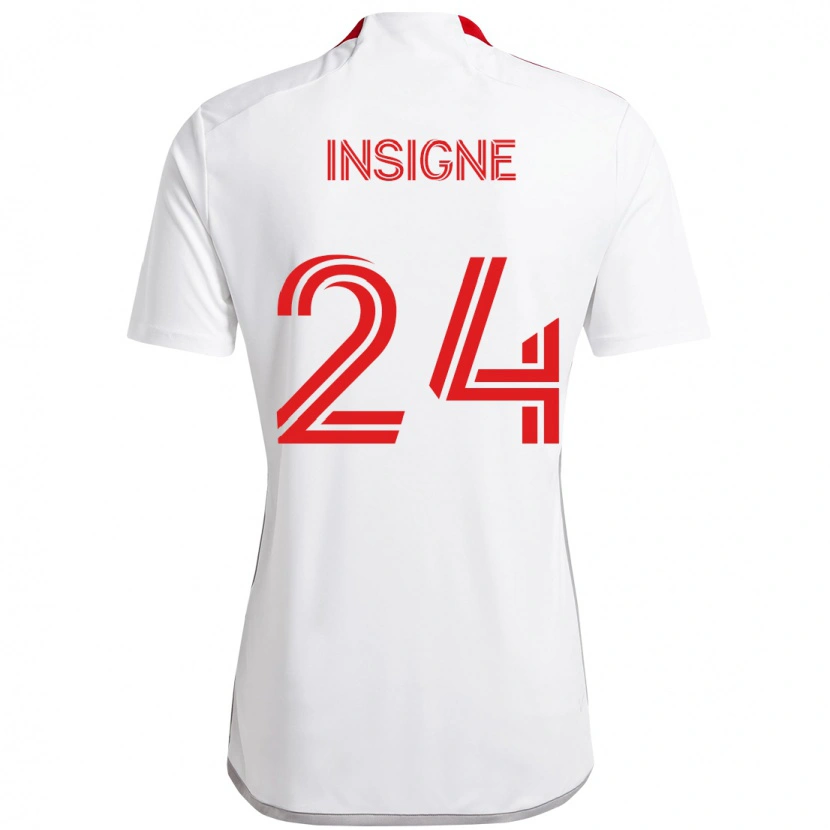 Danxen Bambino Maglia Lorenzo Insigne #24 Bianco Rosso Kit Gara Away 2025/26 Maglietta