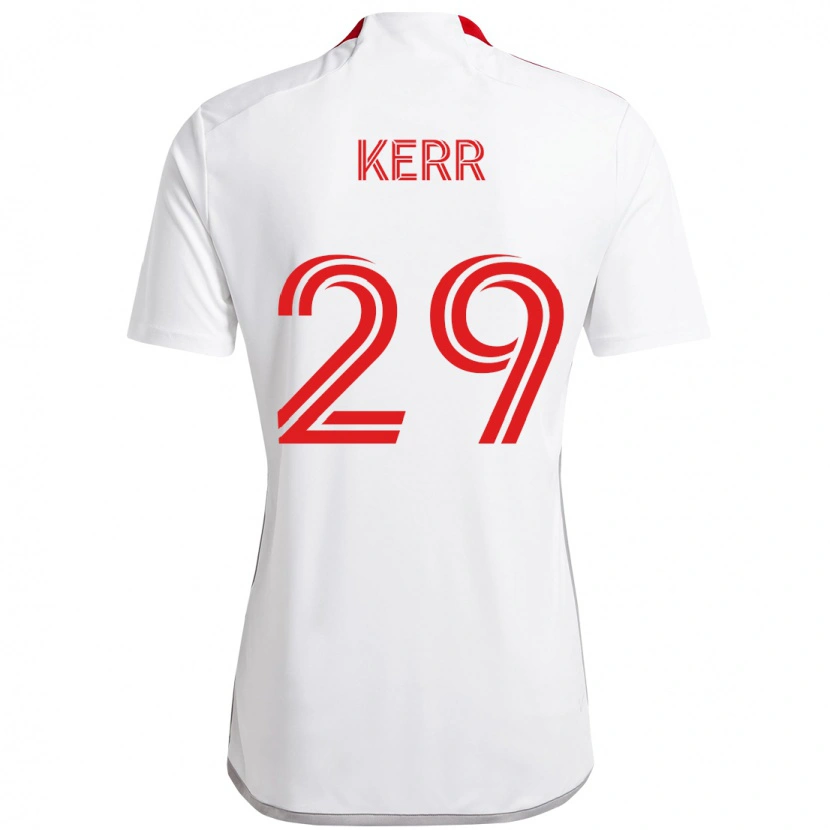 Danxen Bambino Maglia Deandre Kerr #29 Bianco Rosso Kit Gara Away 2025/26 Maglietta