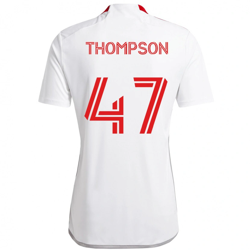 Danxen Bambino Maglia Kosi Thompson #47 Bianco Rosso Kit Gara Away 2025/26 Maglietta