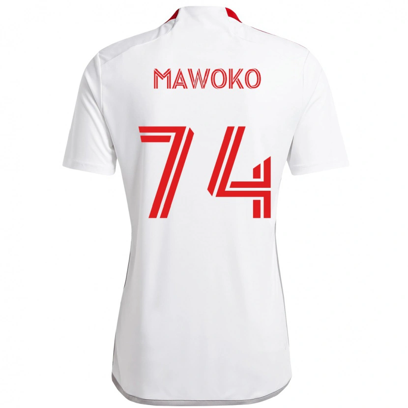Danxen Bambino Maglia Kundai Mawoko #74 Bianco Rosso Kit Gara Away 2025/26 Maglietta
