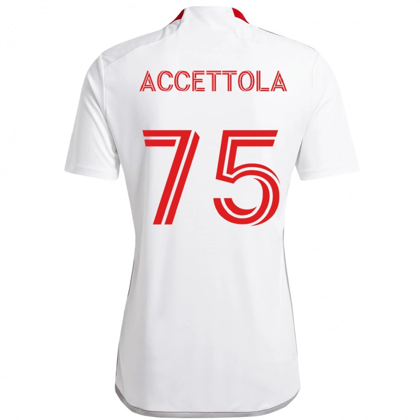 Danxen Bambino Maglia Luca Accettola #75 Bianco Rosso Kit Gara Away 2025/26 Maglietta