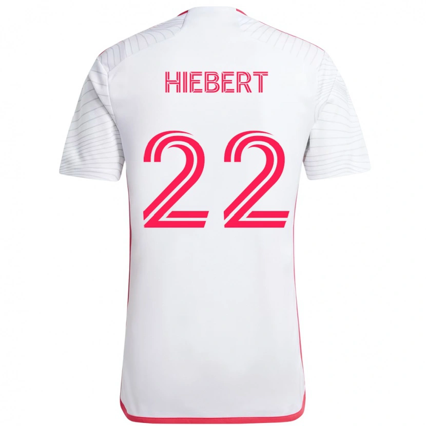 Danxen Bambino Maglia Kyle Hiebert #22 Bianco Magenta Kit Gara Away 2025/26 Maglietta