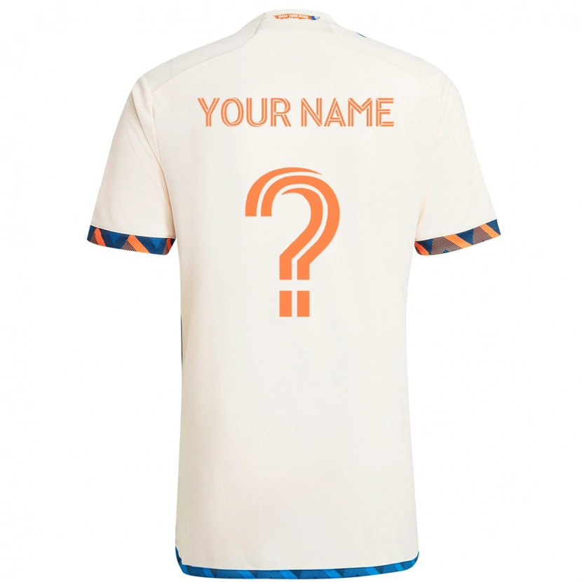 Danxen Bambino Maglia Il Tuo Nome #0 Bianco Blu Arancione Kit Gara Away 2025/26 Maglietta