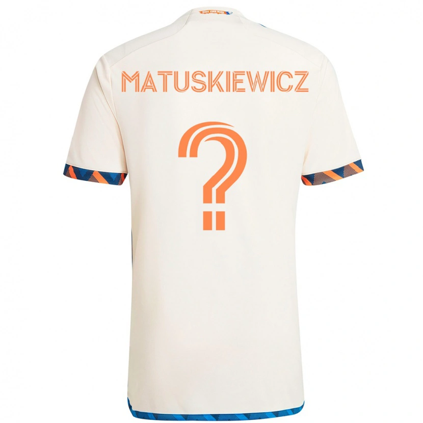 Danxen Bambino Maglia Lincoln Matuskiewicz #0 Bianco Blu Arancione Kit Gara Away 2025/26 Maglietta