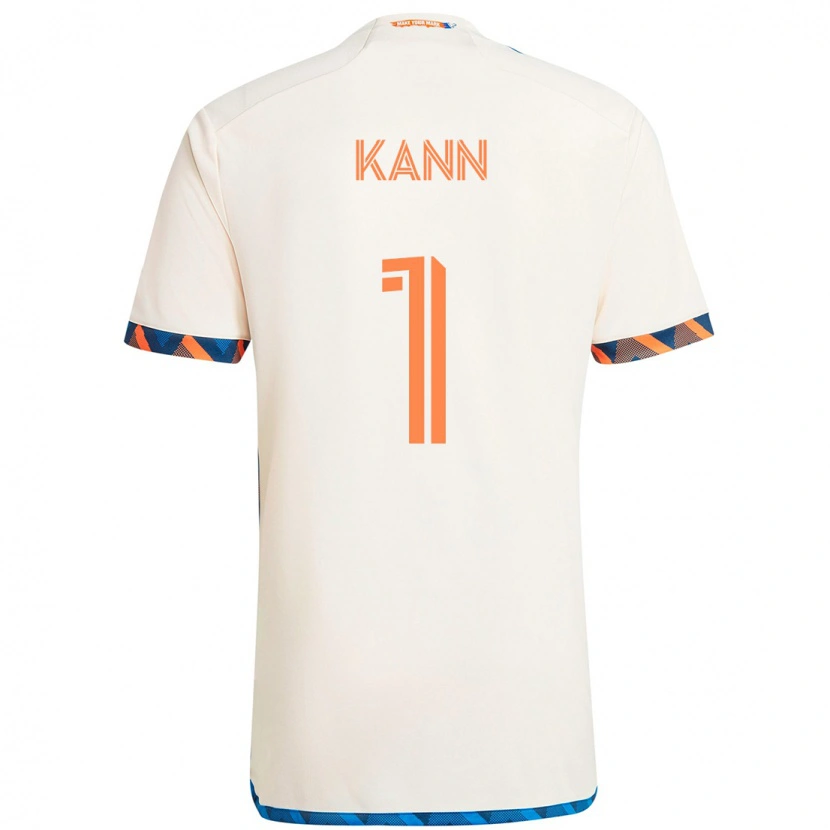 Danxen Bambino Maglia Alec Kann #1 Bianco Blu Arancione Kit Gara Away 2025/26 Maglietta