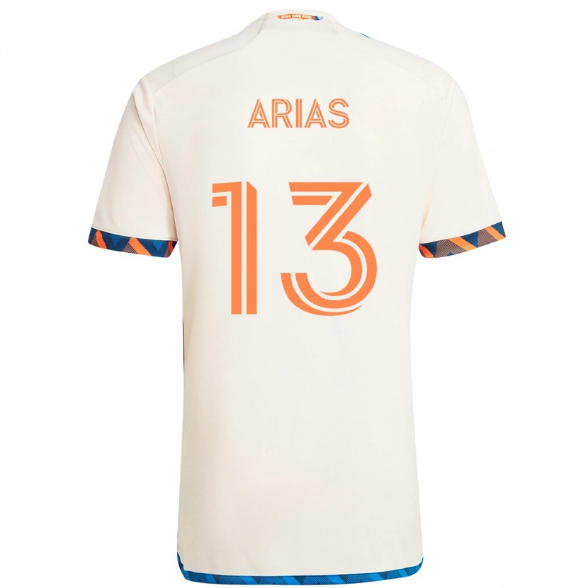 Danxen Bambino Maglia Santiago Arias #13 Bianco Blu Arancione Kit Gara Away 2025/26 Maglietta
