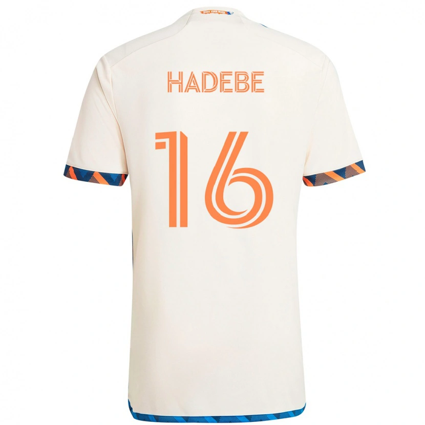 Danxen Bambino Maglia Teenage Hadebe #16 Bianco Blu Arancione Kit Gara Away 2025/26 Maglietta