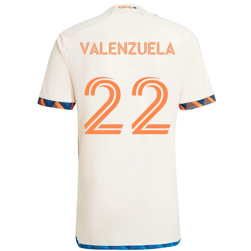 Danxen Bambino Maglia Gerardo Valenzuela #22 Bianco Blu Arancione Kit Gara Away 2025/26 Maglietta