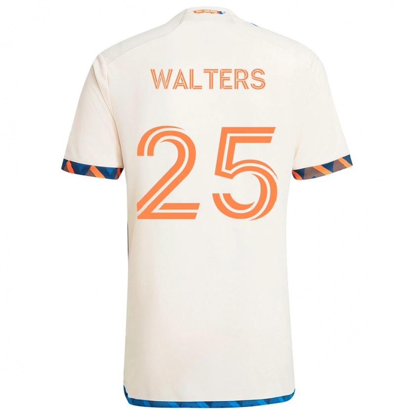 Danxen Bambino Maglia Paul Walters #25 Bianco Blu Arancione Kit Gara Away 2025/26 Maglietta