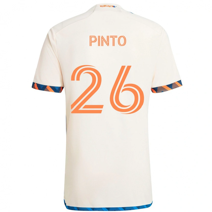 Danxen Bambino Maglia Malik Pinto #26 Bianco Blu Arancione Kit Gara Away 2025/26 Maglietta