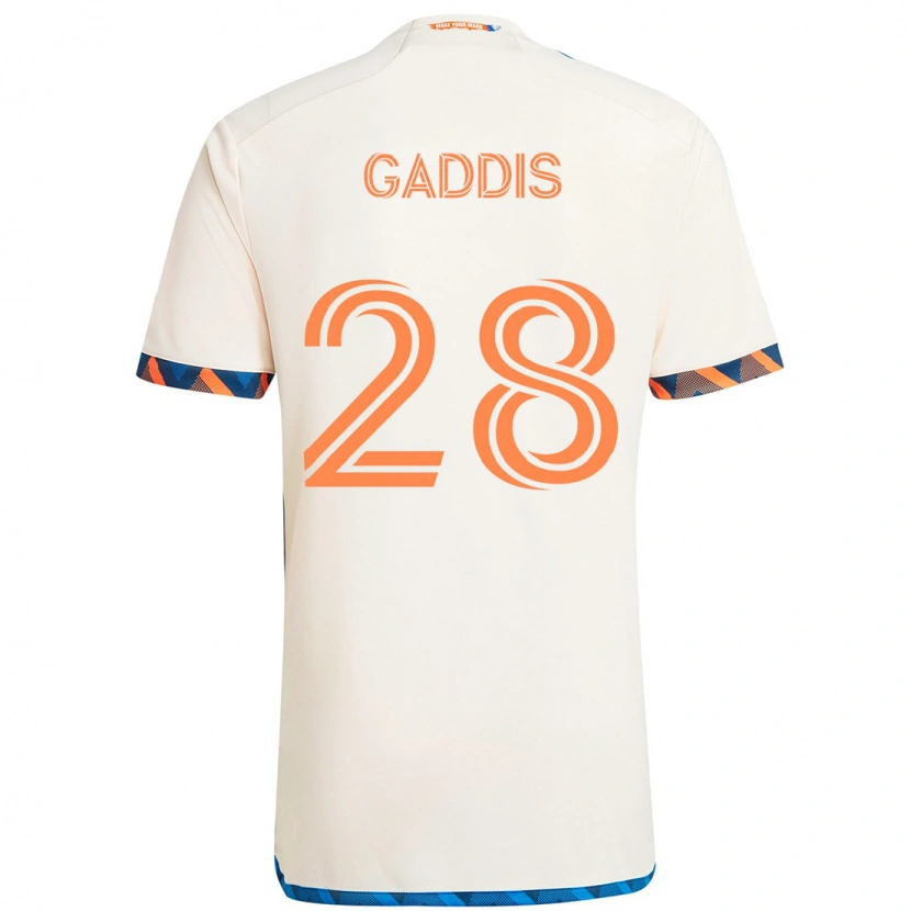 Danxen Bambino Maglia Raymon Gaddis #28 Bianco Blu Arancione Kit Gara Away 2025/26 Maglietta