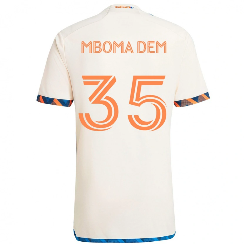 Danxen Bambino Maglia Kenji Mboma Dem #35 Bianco Blu Arancione Kit Gara Away 2025/26 Maglietta