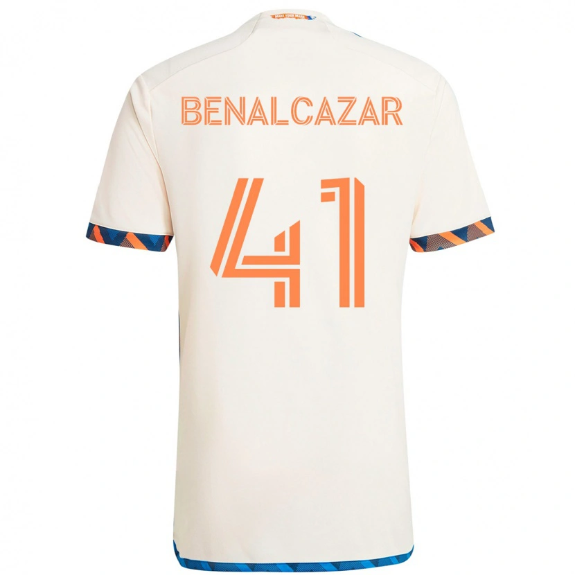 Danxen Bambino Maglia Nico Benalcázar #41 Bianco Blu Arancione Kit Gara Away 2025/26 Maglietta