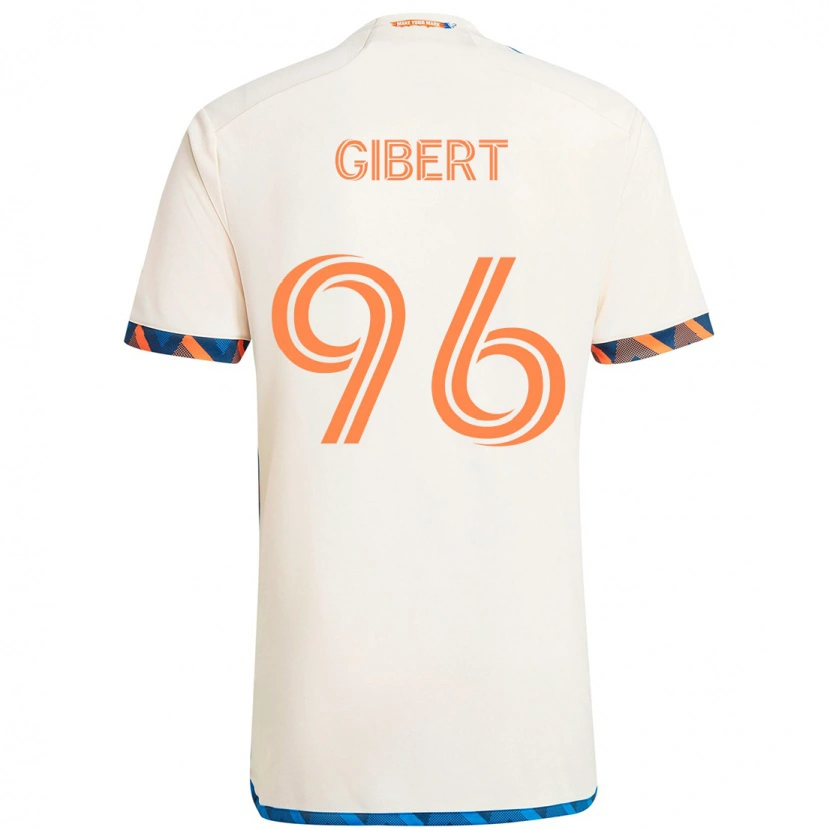 Danxen Bambino Maglia Gaël Gibert #96 Bianco Blu Arancione Kit Gara Away 2025/26 Maglietta