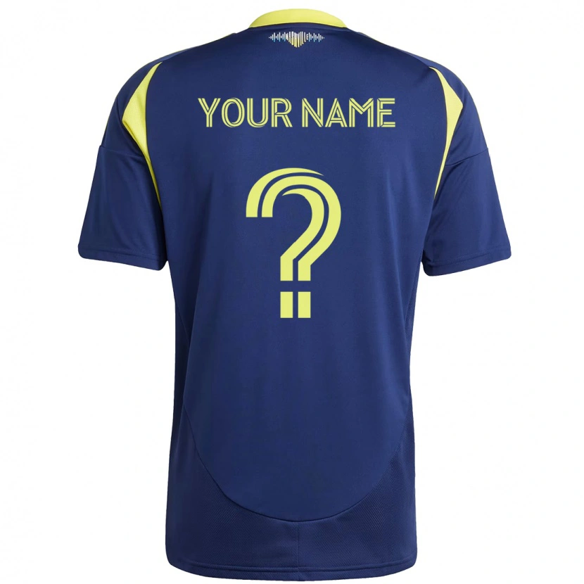 Danxen Bambino Maglia Il Tuo Nome #0 Blu Navy Giallo Kit Gara Away 2025/26 Maglietta