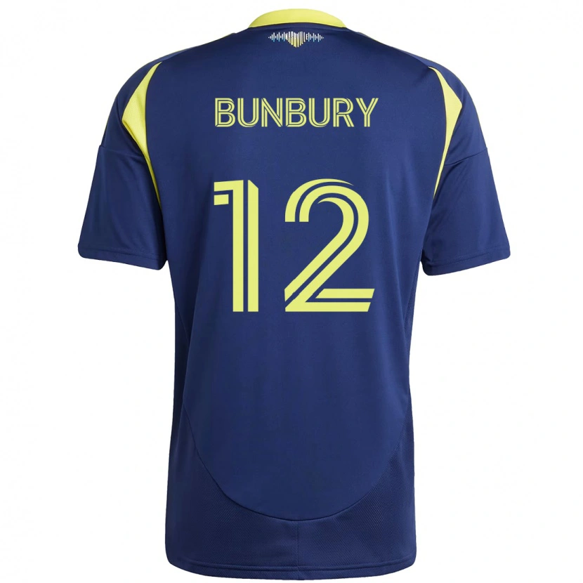 Danxen Bambino Maglia Teal Bunbury #12 Blu Navy Giallo Kit Gara Away 2025/26 Maglietta